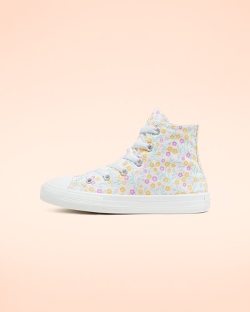 Converse Ditsy Floral Chuck Taylor All Star Lány Magasszárú Fehér/Arany/Rózsaszín | XYVEGFI-HU